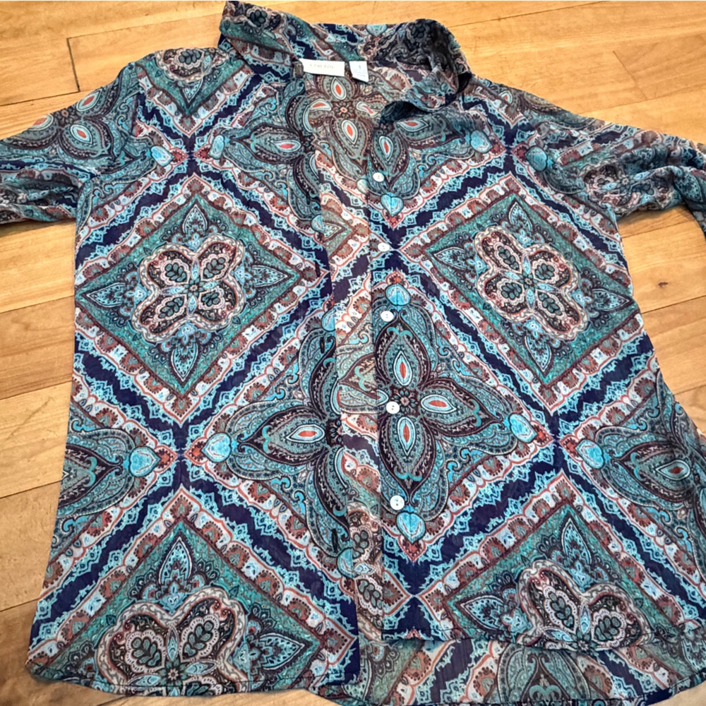 Bohemian Paisley Button-Up Blouse